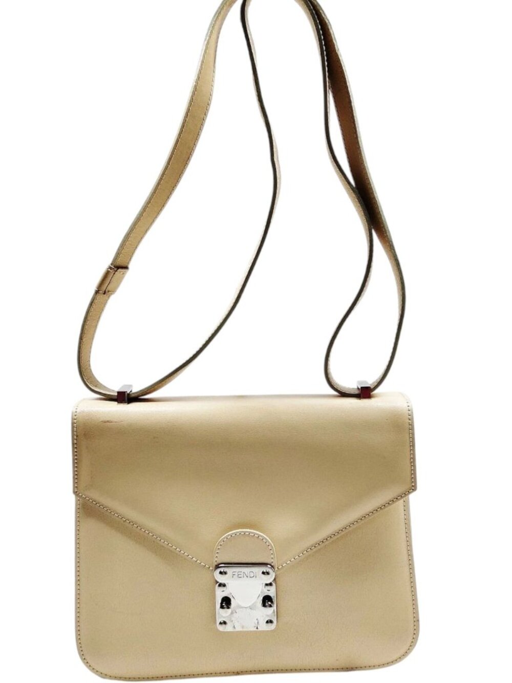 (L3) Fendi Shoulder Bag Cream Leather